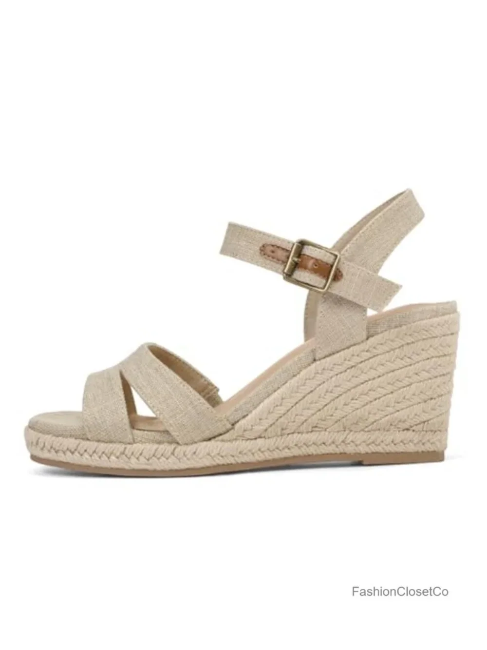 Espadrille Wedge Sandals Square Toe Ankle Strap Slip-Resistant Dressy Shoes